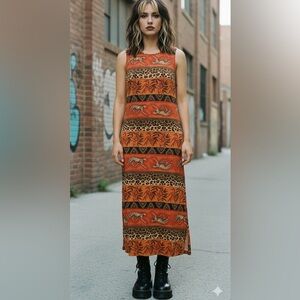 K.C Spencer 90s cheetah maxi dress size 4P